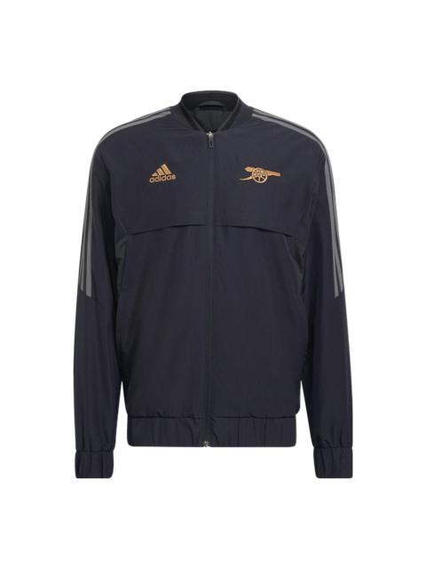 Men's adidas Shoulder Classic Design Logo Embroidered Zipper Sports Jacket Black HA5264