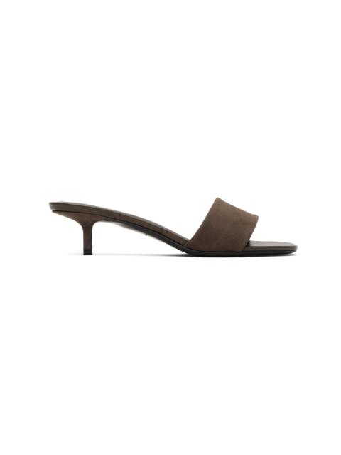 Loulou de Saison Brown Sarafina Kitten Mule Heeled Sandals