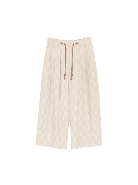 Ziggy Chen CHECKERED DRAWSTRING TROUSERS