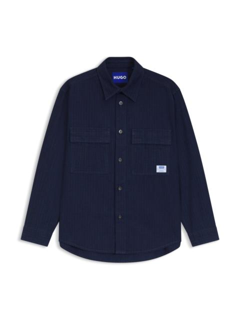 HUGO OVERSIZE-FIT SHIRT IN DENIM-LOOK STRUCTURED RIPSTOP FABRIC