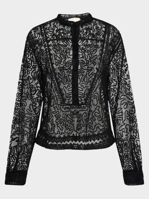 Esme Sheer Embroidered Blouse