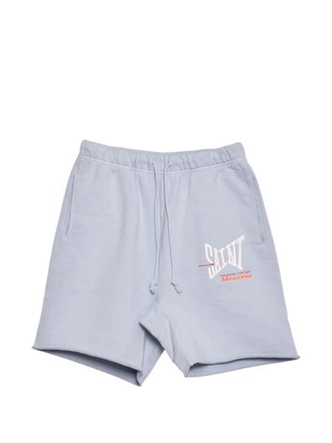 SAINT M×××××× raw-hem logo-detail shorts