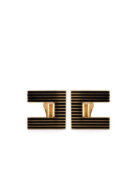 ELISABETTA FRANCHI striped logo earrings