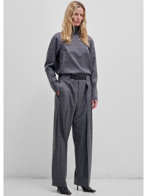 DARKPARK Darkpark Ronda Leather Belt Wool Trousers - Dark Grey