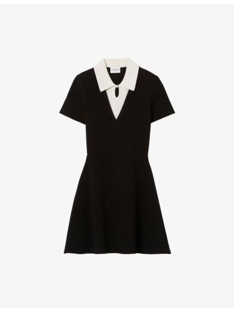 Claudie Pierlot Contrast Skater Woven Mini Dress