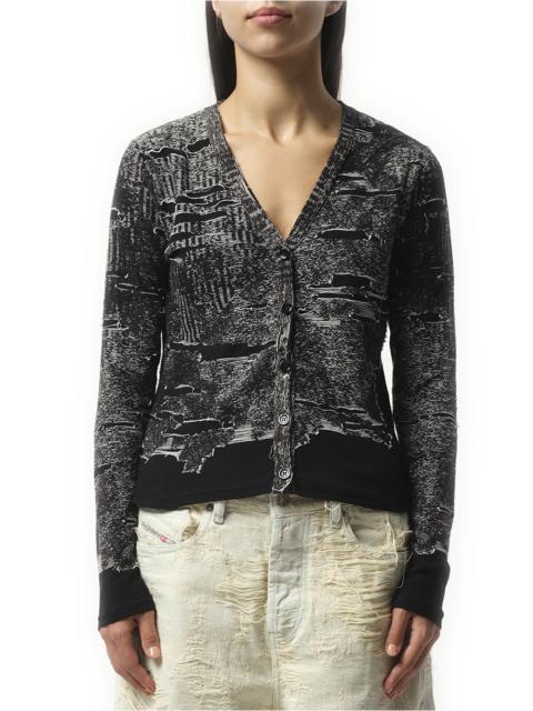 Diesel Distressed Knit Cardigan in Black