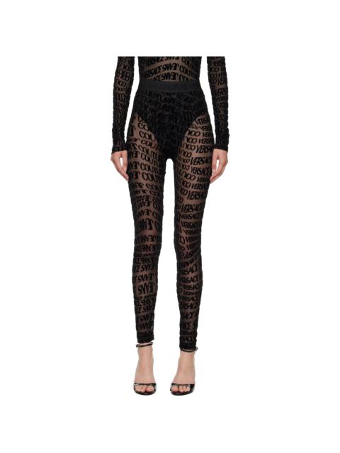 VERSACE JEANS COUTURE Black Tulle Flock Liquify Leggings