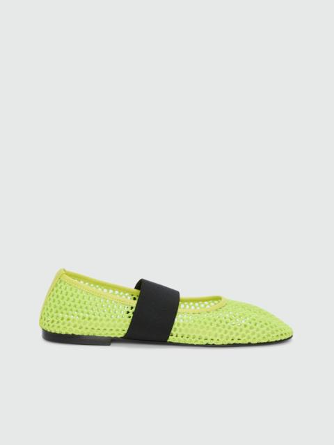 MSGM Lime mesh ballerina flats