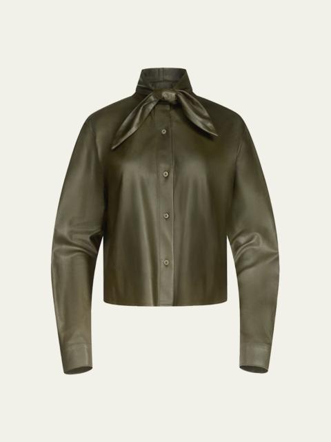 TWP Tie-Neck Leather Shirt