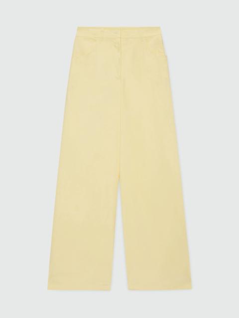 MSGM Yellow wide-leg cotton poplin trousers.