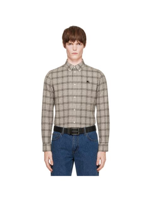 Burberry Gray Relaxed Fit Check Cotton Shirt