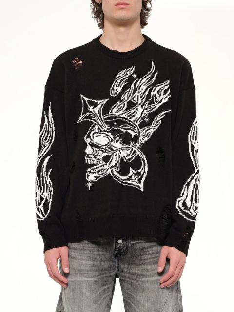 Thug Club TC Chrome Skull Knit Sweater in Black