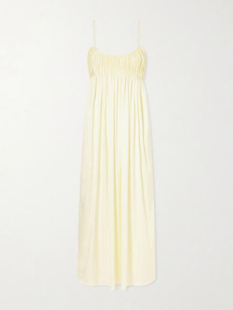 TOVE Katrine satin midi dress Pastel yellow
