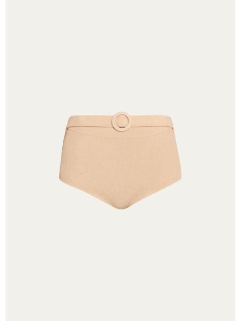 RAMY BROOK Danice Metallic High-Waist Bikini Bottoms