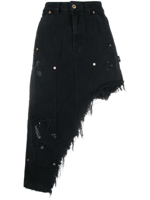 VAQUERA Workwear distressed asymmetric-hem skirt