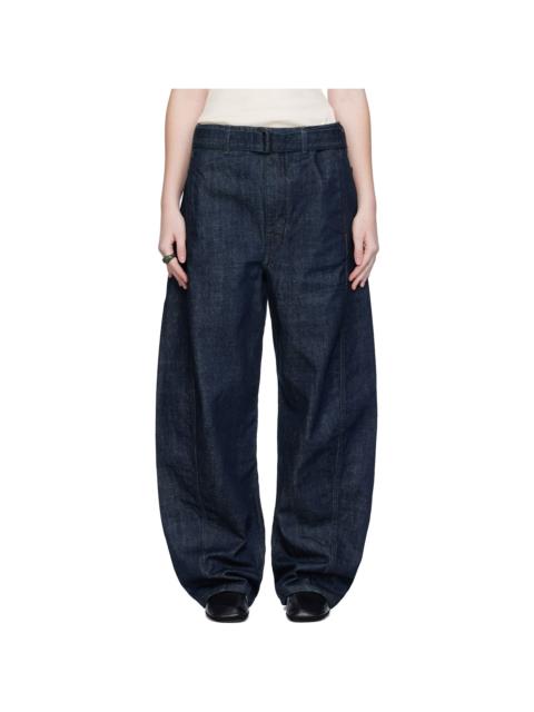 Lemaire Blue Twisted Belted Jeans