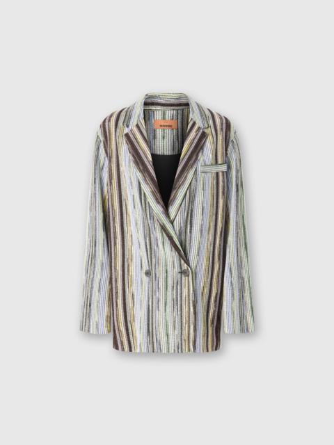 Missoni Double-breasted blazer in striped lamé slub viscose