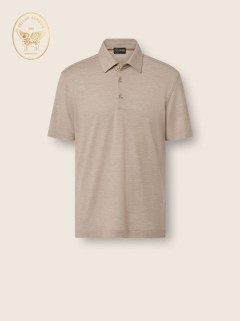 ZEGNA LIGHT TAUPE VELLUS AUREUM POLO SHIRT