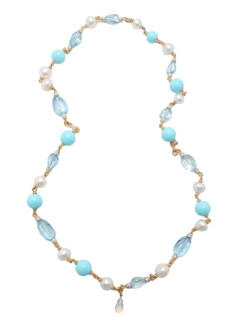 DAVID WEBB Diamond Aquamarine Turquoise Rope Chain Necklace