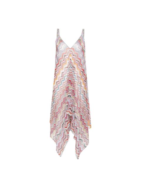 Zigzag-knit asymmetric cover up