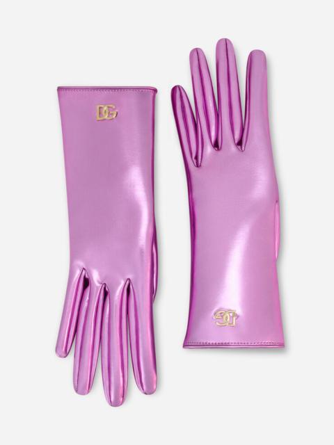 Dolce & Gabbana Foiled nappa leather gloves with DG logo