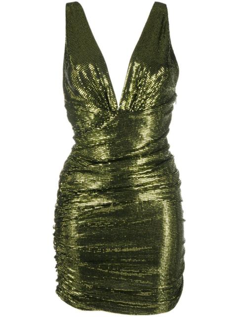 ALEXANDRE VAUTHIER metallic ruched V-neck dress