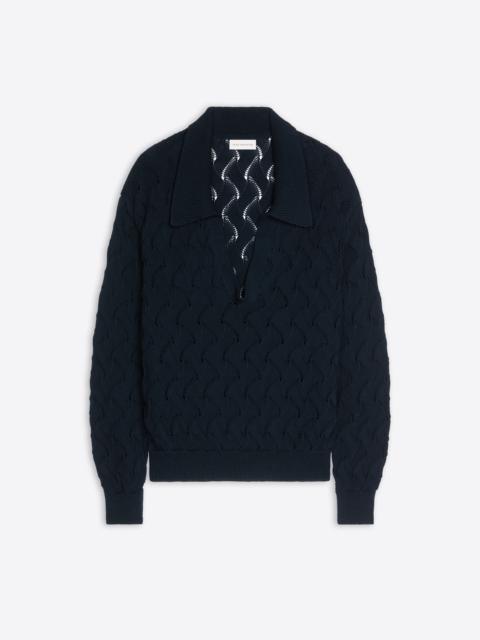 Dries Van Noten LACE STITCH POLO SWEATER