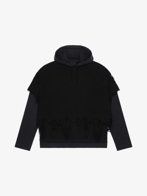 Givenchy OVERLAPPED HOODIE IN DESTROYED JERSEY KNIT