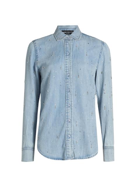 GENERATION LOVE Women's Marcello Embellished Denim Shirt - Light Blue