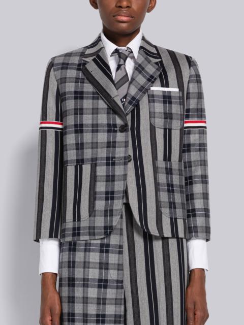Thom Browne Fun-Mix Tartan Stripe Armband Cropped Sack Sport Coat
