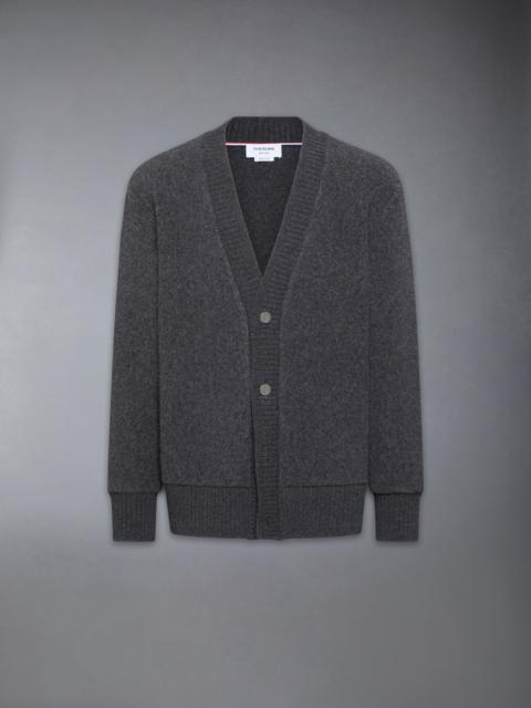 Thom Browne WOOL FLEECE OVERSIZED V NECK CARDIGAN