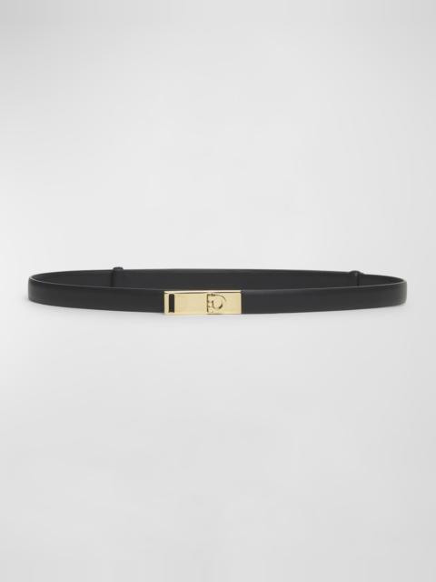 FERRAGAMO Hug Black Leather Skinny Belt