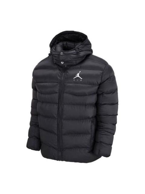 Jordan Men's Air Jordan Solid Color Zipper Hooded Padded Clothes Black DN3402-010