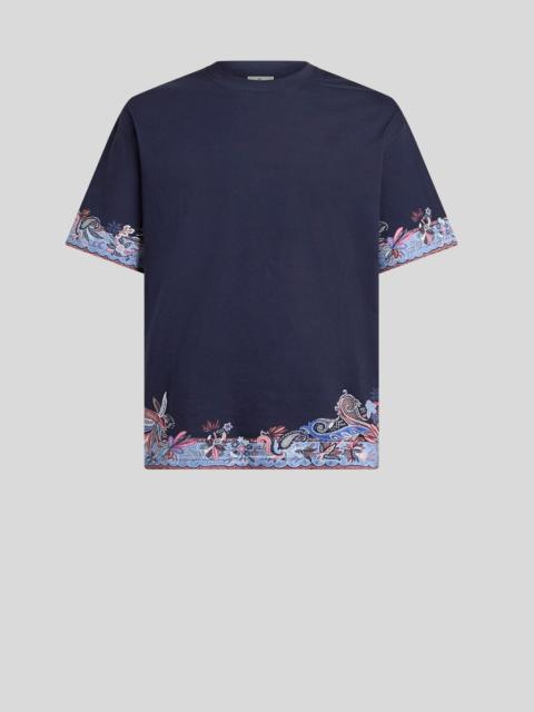 Etro COTTON JERSEY T-SHIRT WITH PLACED PAISLEY PRINT
