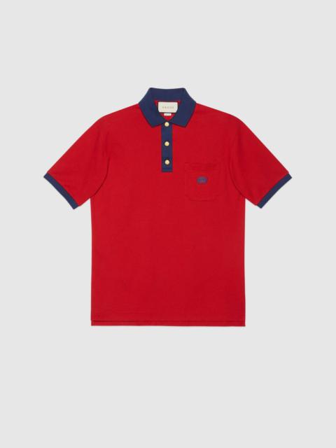 Cotton polo with Interlocking G patch