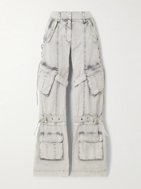 Acne Studios Buckled Tie-detailed Cotton-twill Wide-leg Pants