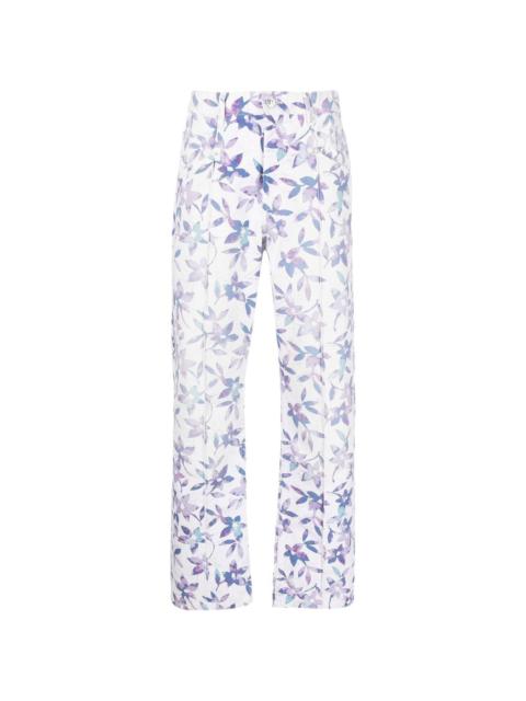floral-print straight-leg trousers