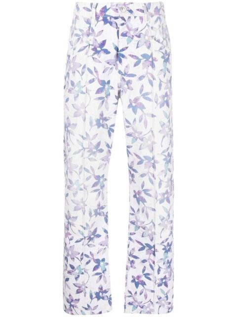 floral-print straight-leg trousers