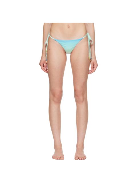 CASABLANCA Blue & Green Gradient String Beaded Bikini Bottom
