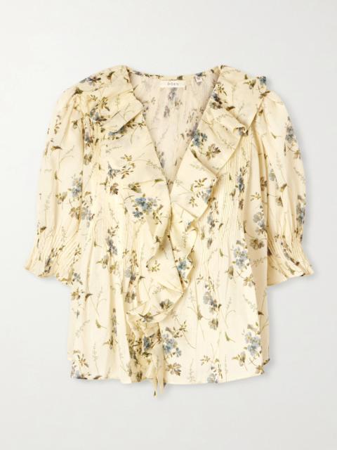 DÔEN Henri Ruffled Pintucked Organic Cotton-voile Top