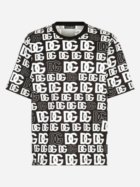 Cotton T-shirt with all-over DG logo print