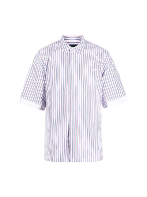 short-sleeved striped cotton shirt