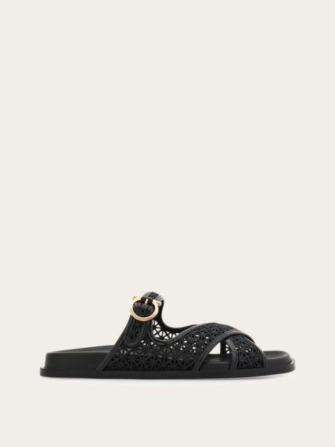 FERRAGAMO Gancini buckle crossover slide