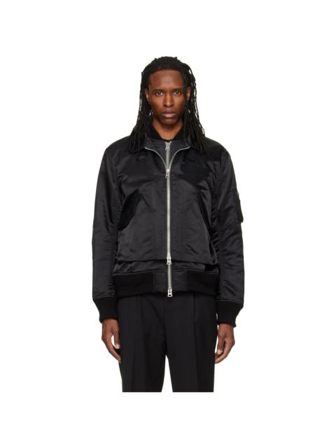 sacai Black Cotton Nylon Twill Bomber Jacket
