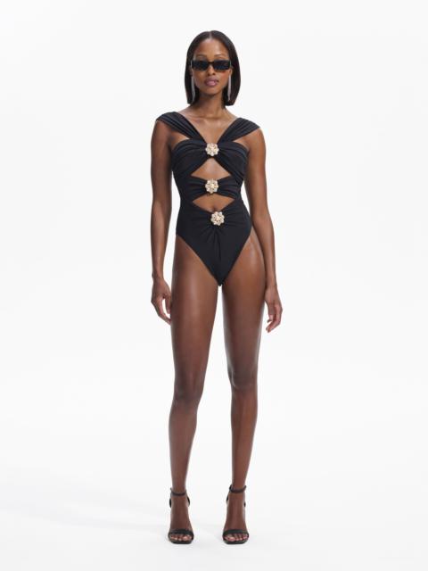 self-portrait Black Cut-Out Swimsuit