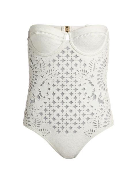 Zimmermann Women's Indra Embroidered One-Piece Swimsuit - Ivory