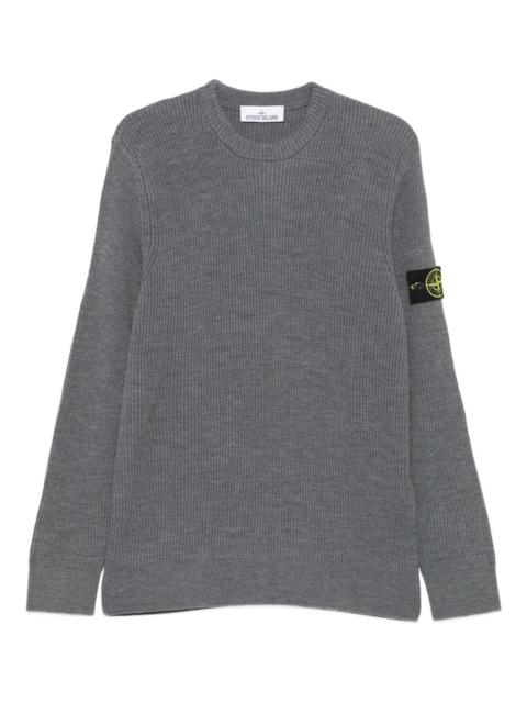 Stone Island ribbed-knit logo-patch sweater