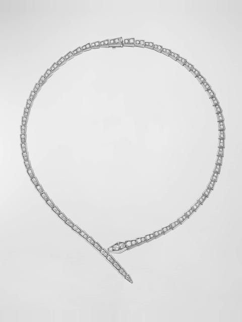 Serpenti Viper 18K White Gold Pavé Diamond Necklace, Size Small