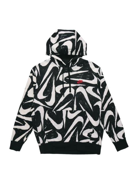 Nike Athleisure Casual Sports Printing Fleece Black CK2231-010