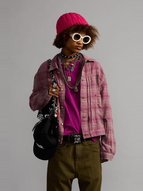 R13 RELAXED PLEATED TRUCKER JACKET